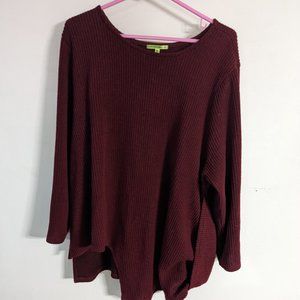 3x Burgundy Long Sleeve Sweater with Unique Below Detail